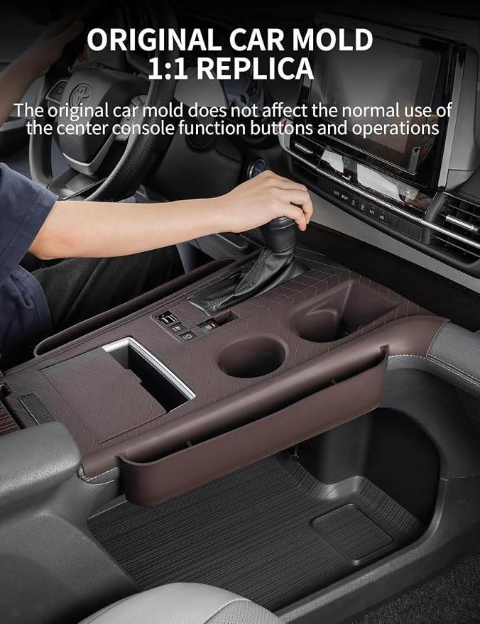 Silicone pad for Central Control for 2026 2025 2024 2023 2022 2021 Toyota Sienna Storage Box Accessories Silicone Protective Cover for Interior Decoration of Gear Shift (Brown)