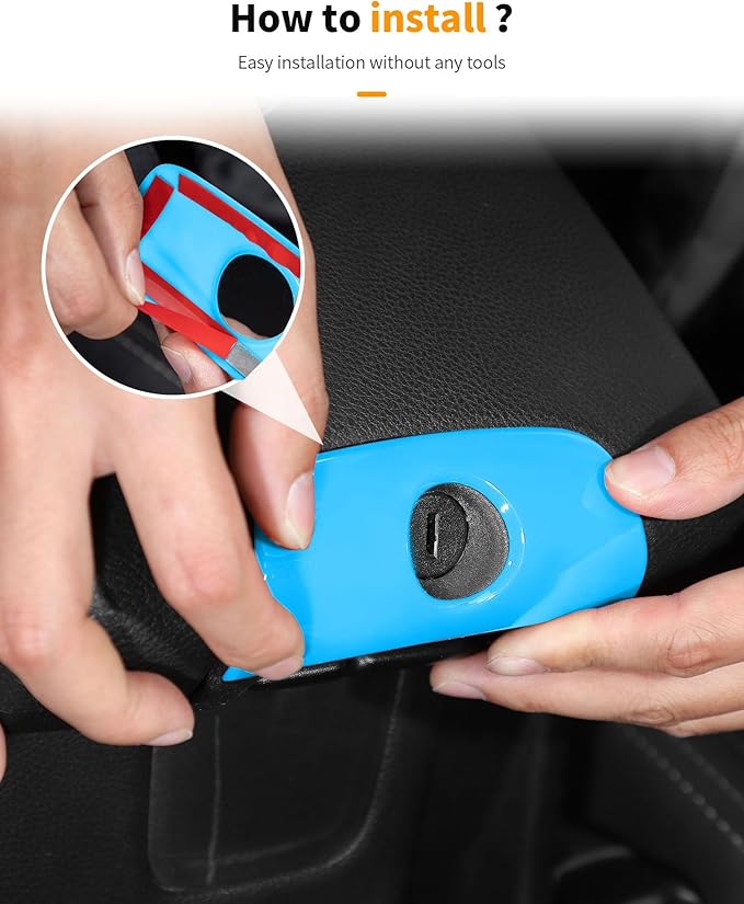 Hoolcar for Jeep Wrangler JK JKU 2011-2018 Interior Decoration Accessories Trim Kit Steering Wheel Cover Gear Shift Panel Trim Cover Water Cup Holder Cover, 4-Door, Light Blue