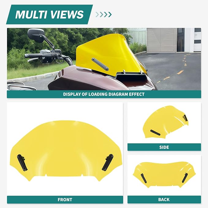 Motorcycle Windshield Windscreen Wind Splitter Fit for Harley Road Glide FLTRXSE 2023-later FLTRX FLTRXSTSE 2024-later for Dual Headlights (Yellow)