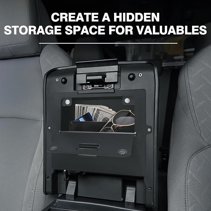 Muslogy Dashboard Storage Box & Center Console Hidden Organizer Compatible with 2024 Tacoma Accessories 8-inch Screen & Magnet Armrest Hidden Storage Middle Console Insert Secret Organizer
