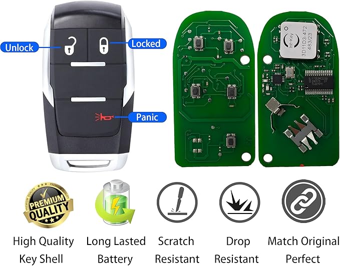 Smart Key for Dodge RAM 2019-2024, Alliskeys Vehicle Proximity Remote Control Key Fob Replacement for RAM 2500 3500 4500 5500 GQ4-76T 68365299