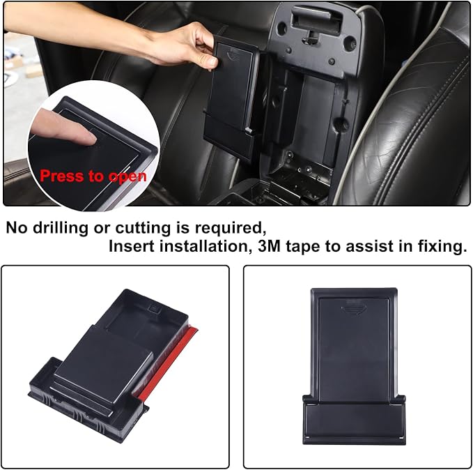 Car Armrest Hidden Storage Box Compatible with Hummer H3 2005-2009 Center Console Handrail Privacy Storage Box Organizer Tray Armrest Storage Box Container Insert Pallet Manager Interior Accessories