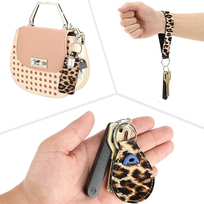 23 PCS Leapord Print Car Assecories, Include Seat Cover Leopard Steering Wheel Cover, Central Control Armrest Pad, Car Coasters and Keychain Holder, Headrest Covers, Ventilation Hole Decor
