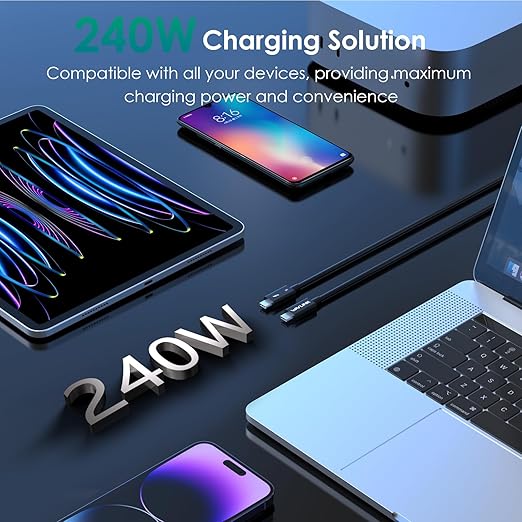 WAVLINK Thunderbolt 5 Cable, 120Gbps Fast Data Transfer, 240W Power Delivery USB-C Cable, 8K/16K Display Support, Backwards Compatible TB4/3/USB4/3, Ideal for Gaming, Laptops, Monitors and Docks-3.3ft