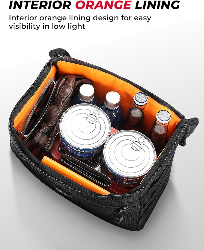 KEMIMOTO Upgrade Motorcycle Saddle Bags 26L (13Lx2) Middle-Sized Throw Over Saddlebags Orange Liner Scooter Panniers Universal Compatible with Softail Sportster Cruiser Motorbike Dirt Bike