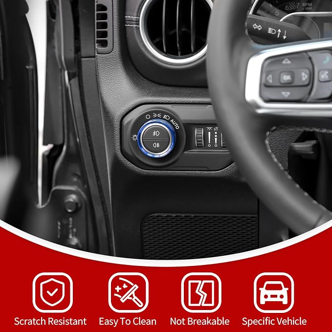 JeCar JL Switch Button Covers Window Control Air Conditioner Headlight Volume Radio Knob Trims Interior Accessories Compatible with Jeep Wrangler JL JLU 2018-2026 & Gladiator JT 2020-2026, Blue