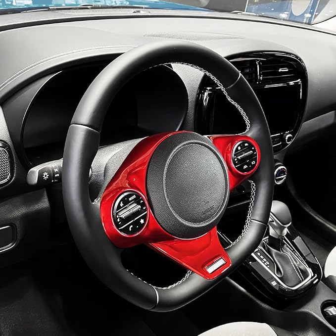Steering Wheel Trim Cover Compatible with Kia Soul GT 2020-2026 Accessories (Red)