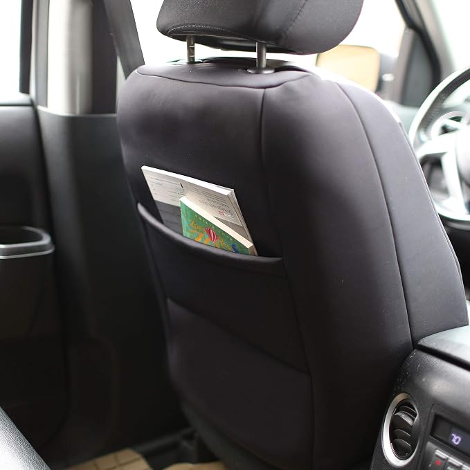 FH Group Front Set Neoprene Car Seat Cover for Low Back Seats with Removable Headrest, Universal Fit, Airbag Compatible, Car Seat Cover for SUV, Van Blue