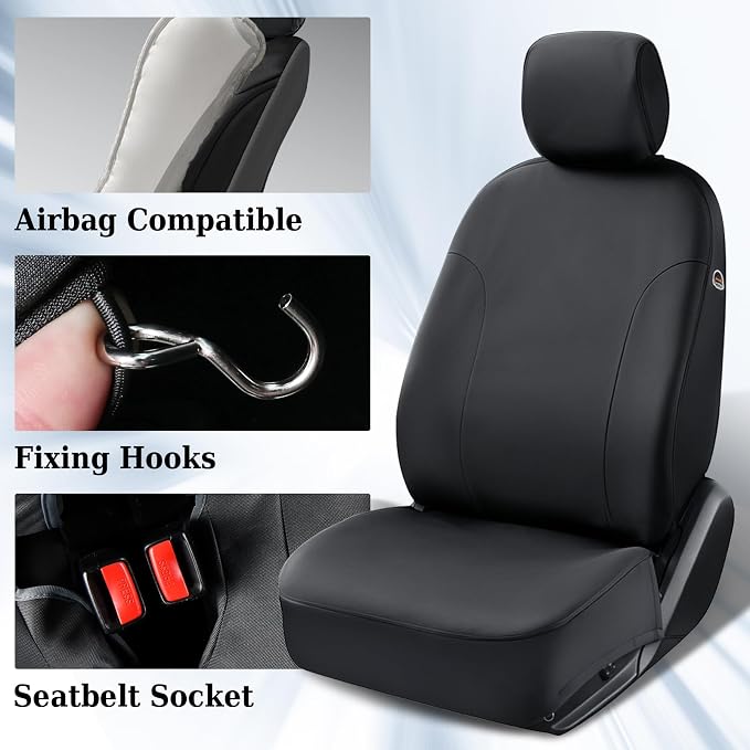 Coverado Canvas Car Seat Covers Full Set, Waterproof Seat Protector Car Seat Cushions, Seat Covers Compatible Custom Fit for 2015-2026 Ford F150 & 2017-2026 Ford F250 F350 F450, Full Set, Black