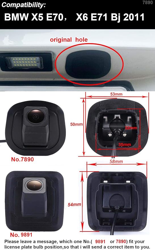 1280720 Pixels 1000TV Lines Waterproof Backup Vehicle Camera Color Car Rear View Camera 170 Degree Viewing Angle License Plate Parking Reverse Replacement for BMW X5 E70 X6 E71 Bj 2011 X1 E84 325d