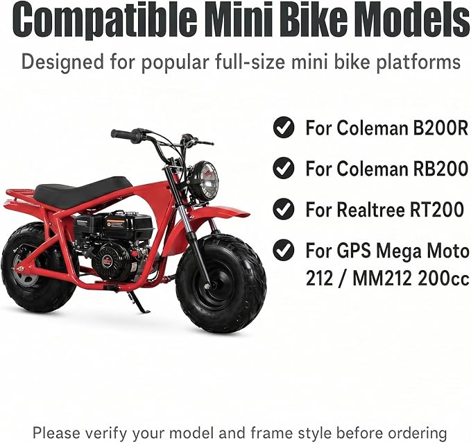 Mini Bike Bolt On Stretch Tab For Coleman B200R B200C B200V RB200 Realtree RT200 MEGA moto B212 MAX (Stock height)