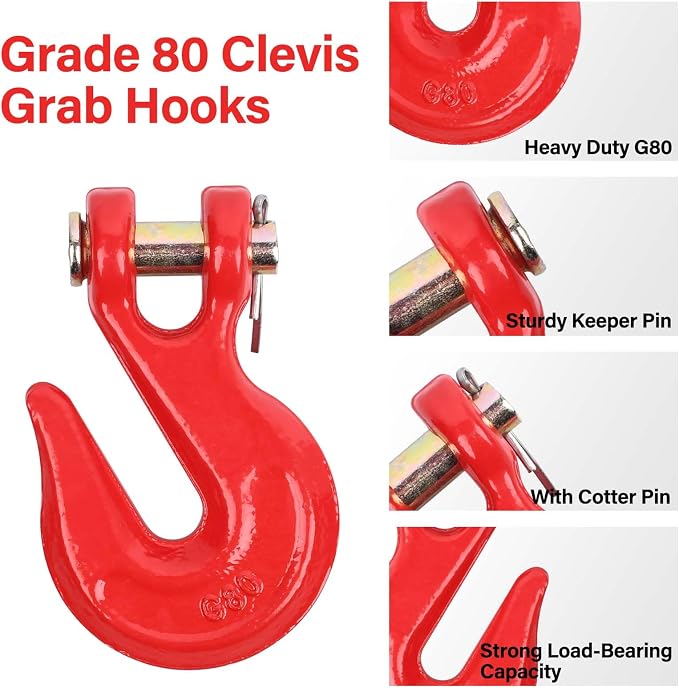 3/8" G80(4-Pack Chain Hooks+10 Ft Binder Chain)