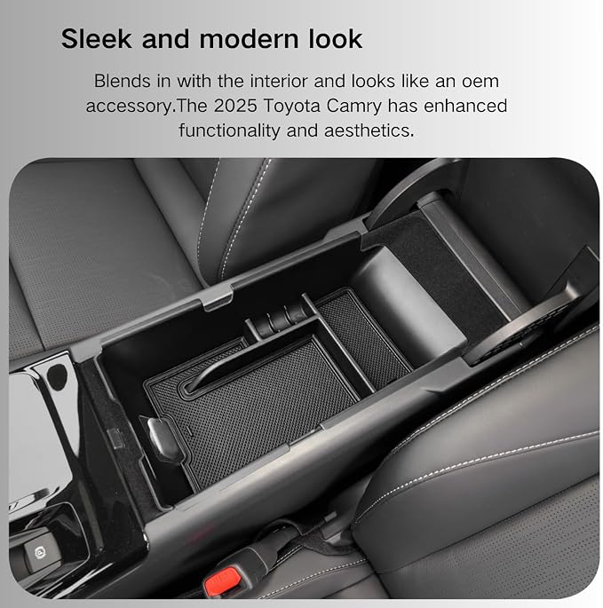 Center Console Organizer Tray for 2025 Toyota Camry LE/SE/XLE/XSE Accessories - Middle Console Armrest Storage Box Organizer Tray Insert Black Trim