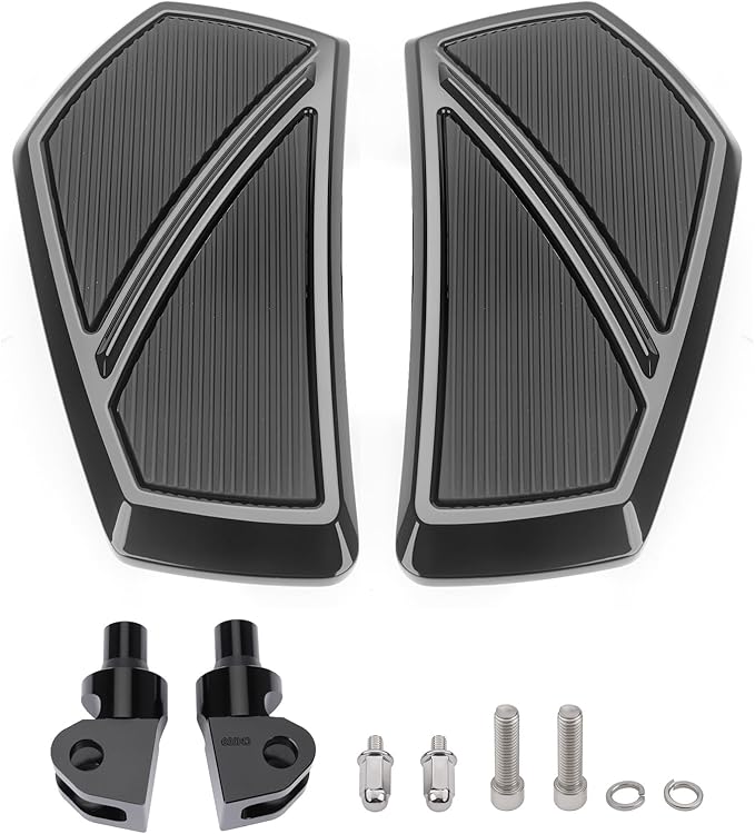 Anti-Slip Rider Floorboards Compatible with Honda Rebel 300 500 CMX300 CMX500 2017-2025 Front Footpegs Driver Aluminum Highway Pegs Accessories (Gloss Black B)