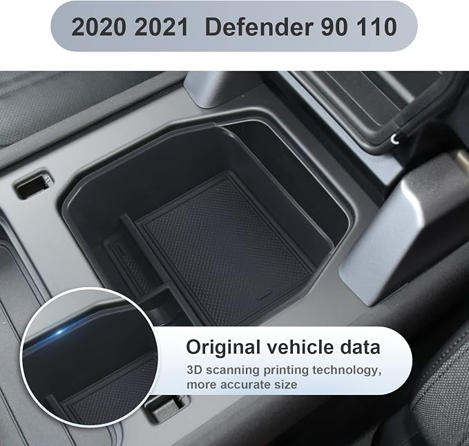 SKTU Compatible with 2020-2024 2025 Land Rover Defender Center Console Organizer 2023 2024 2025 Defender Accessories 2024 2025 Defender Console Tray Armrest Insert ABS Black Materials Storage Box