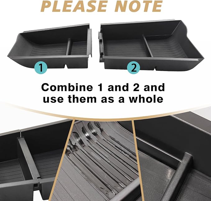 BestEvMod for Ioniq6 Armrest Storage Box and Lower Center Console Organizer Tray 2PCS with Rubber Black Trim Compatible with Hyundai Ioniq 6 SE SEL Limited 2026 2025 2024 2023 Accessories (2PCS)