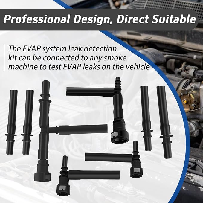 Vehicle EVAP System Leak Detection Kit Compatible with Low Pressure Automotive Smoke Machine for Diagnostics Replace 96-0190 Easy-Connect Test Kit