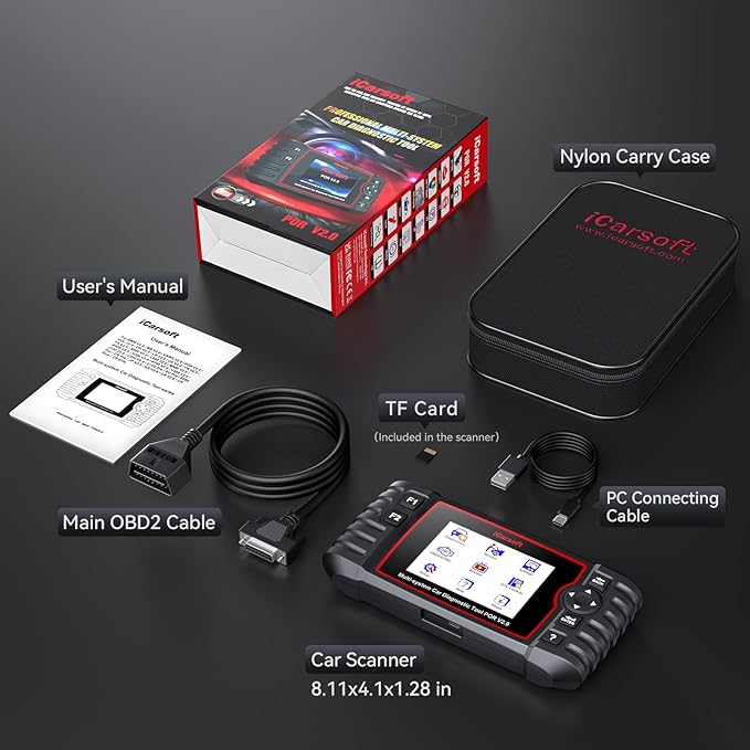 OBD2 Scanner Diagnostic Tool for Porsche/Cayenne, iCarsoft POR V2.0 Code Reader Battery Registration for Porsche, All System in-Depth Scan, with Oil Reset/SAS/EPB/BMS/ETC/DP/BLD/INJ, Battery Test