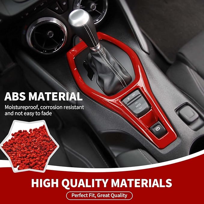 RAZPOY for Camaro Interior Trim Kit, 6PCS Gear Shift Panel Trim 8-Inch Large Navigation Screen Radio Cover Compatible with 2017-2023 Chevy Camaro, Red (8" Large Screen)