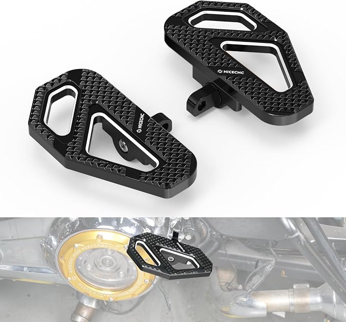 NICECNC Black Rear Enlarged Passenger Footboard Aluminum Foot Pegs Compatible with Harley Road King Special FLHRXS 2017-2024, Replacement for 50208-04, See Fitments