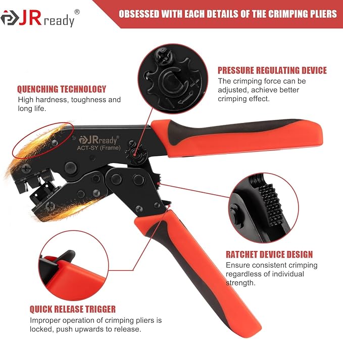 JRready Deutsch Crimp Tool DTM 20# Stamped Contacts - ACT-SY-20DTM-S Deutsch Open Barrel Terminal Crimping Tool DTM Connector Kit 16-22AWG