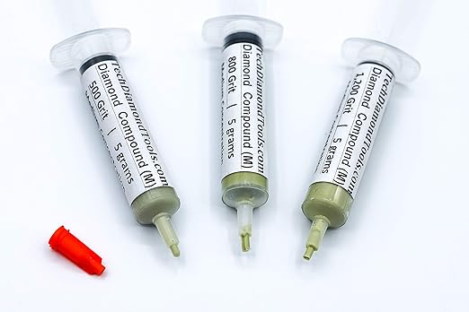 TechDiamondTools Kit of 3 Diamond Lapping Paste Polishing Compound USA Made 500 800 1200 Grit Lapping Compound for Rock Glass Metal Jewelry Resin Marble with 25% of Diamond Powder