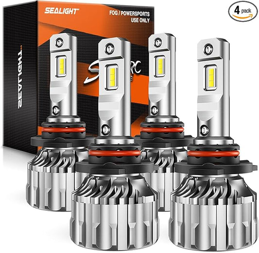 SEALIGHT 9005 9006 Fog Light Bulbs, 92,000LM Super Bright HB3 HB4 Bulbs Combo, 60000h Lifespan Life, Plug and Play, Pack of 4