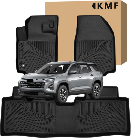 KMF Floor Mats for 2025 2026 Chevrolet/Chevy Equinox (Not EV) Accessories GMC Terrain, All Weather TPE Waterproof Car Floor Liners Front & Rear 2 Row, Custom Fit Anti-Slip Deep Grooves Car Mats