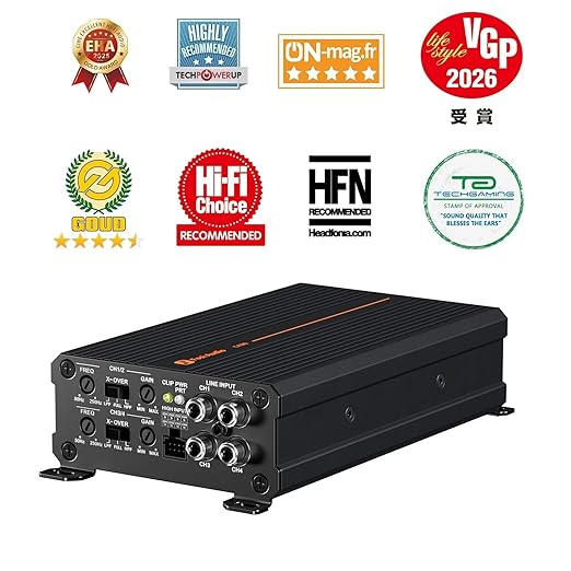 Fosi Audio CA30 4 Channel Car Amplifier Mini Class D 200x4 Peak 400 Watts, Micro Compact Amp Mono Subwoofer, RCA/High Level Input, 320W 2 Bridgeds, Low Noise HiFi for Vehicle Stereo Audio Sound System