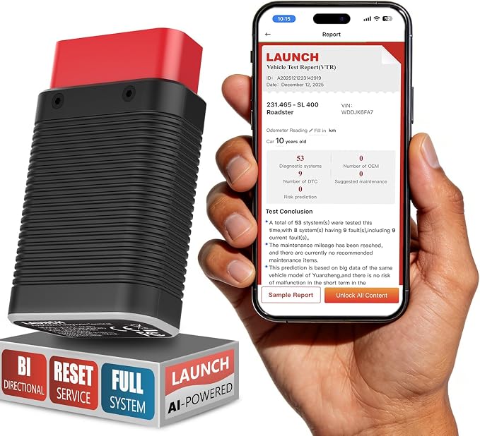 LAUNCH AIOBD AI-Powered Bluetooth OBD2 Scanner Full System AI-Assisted Diagnostic Tool OBD-II Code Reader Work with iOS/iPhone & Android