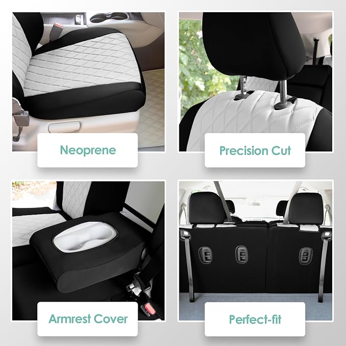 FH Group Custom Fit Car Seat Covers Specifically Made for 2016–2022 Honda Pilot, 3 Row Full Set Gray Ultraflex Neoprene, Waterproof Car Seat Cover, Honda Accessories