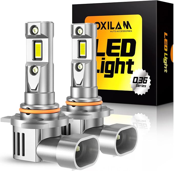 OXILAM 9012 LED Bulbs, 10X Brighter 6500K Cool White, Anti-Flicker, 60,000Hrs Lifespan, HIR2 LED Light Compatible with Cars Trucks SUVs, Pack of 2