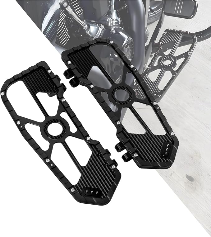 Motorcycle Floorboards Driver Footboards Wide Foot Pegs Board Pedal Compatible with Touring Electra Road Street Glide Softail Road King Black Edge