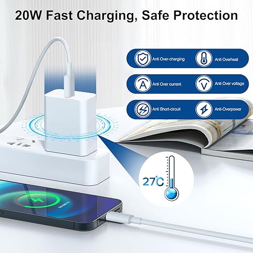iPhone Fast Charger, 20W[Apple MFi Certified] USB Type C Fast Charging Block Power Delivery Lightning Charger with 3.3ft Lightning Cable for iPhone 13 Pro Max Mini 12 Pro 11 XS X XR