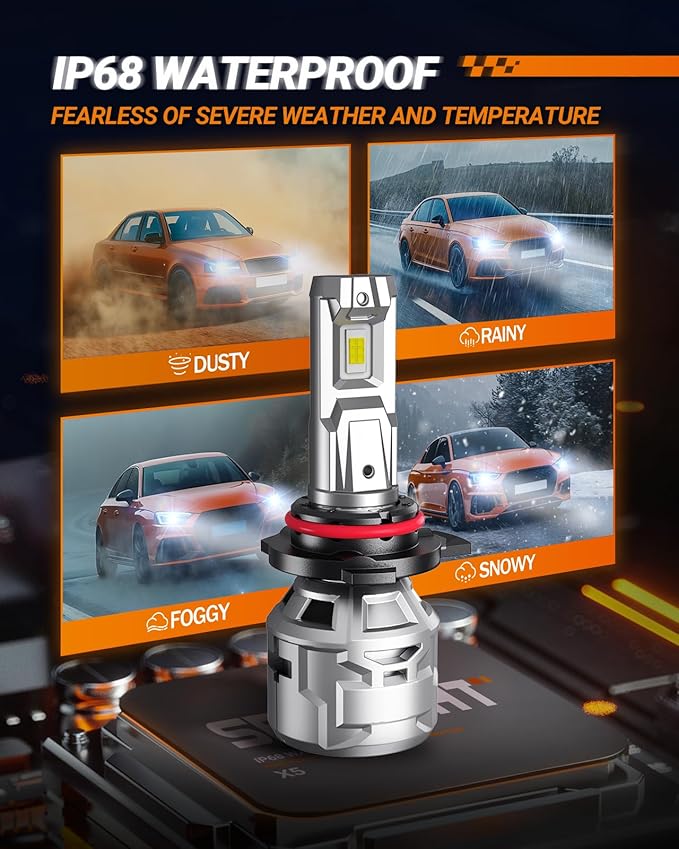 SEALIGHT 9006/HB4 30000LM Bulbs, 60000H Super Long Lifespan 9006 Fog Lights, 6500K Cool White with 15000RPM Cooling Fan, 1:1 Real Size, Pack of 2