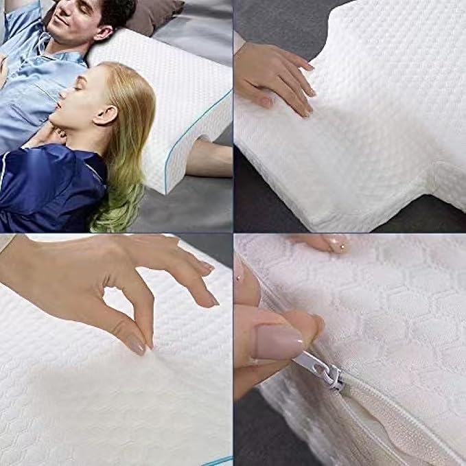 Arched Memory Cuddle Pillow for Adults with Arm Hole - 3D Arched Memory Foam Core, Slow Rebound Pillow for Back/Neck Pain Relief, with Pillowcase (L)