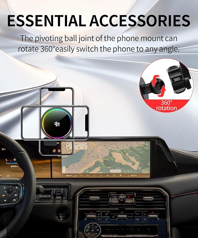Qi2.2 25W Magnetic Car Mount Charger for 2025 2026 Nissan Armada Accessories, for Fast Charging Cell Phone Holder 14.3 Inch Screen Fixed Clip with Cooling Fan＆54W Fast Adapter
