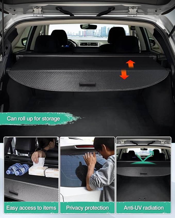 Powerty Cargo Cover for 2015-2018 2019 Subaru Outback Accessories Trunk Cover Retractable Trunk Shielding Shade Cargo Luggage Cover No Gap (Only for Power Liftgate)