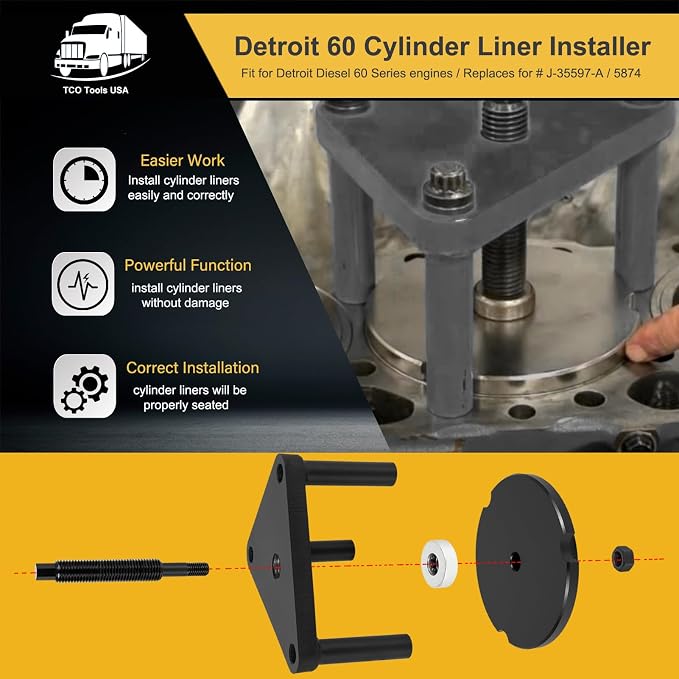 J-35597-A Cylinder Liner Installer Tool Replaces 5874 Tool Fits for Detroit Diesel 60 Series Engines DD60 Tool
