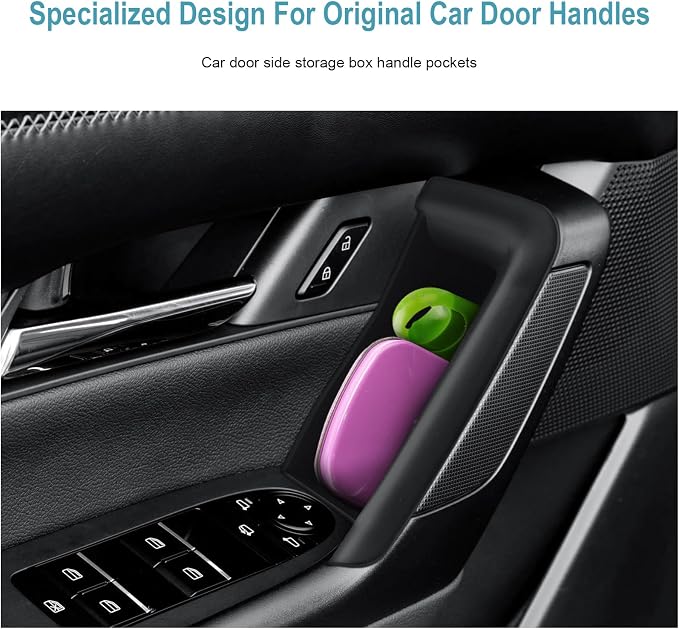 CDEFG 4Pcs for 2025 2026 Mazda CX-50 Center Console Door Handle Pockets | Trash Can Storage Box for 2023 2024 2025 2026 Mazda CX50 Accessories 4-Doors Trash Bin Storage Case TPE Material