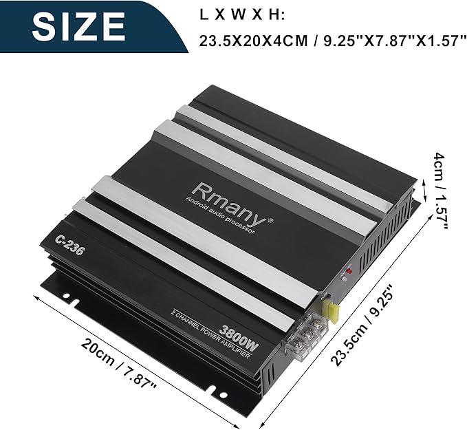 Car 12V 2 Channel Car Amplifier Stereo Audio 3800W Compatible | 2 Channel Car Amplifier Black 1 Pcs