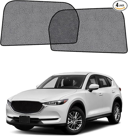 Car Window Shade for Mazda CX-5 2017-2023,2 Pack UV & Glare Protection, Breathable Privacy Screen, Insect & Bug Blocker Magnetic Mesh Side Rear Sun Shades for Baby Camping, Napping & Travel