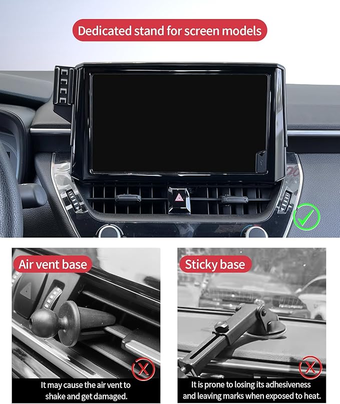 Wireless Charging Car Phone Holder for Toyota Corolla/Hybrid 2020-2026 / Corolla Cross 2022-2026, 8" Screen Fixed Clip, 360° Rotation Car Phone Mount Compatible with MagSafe