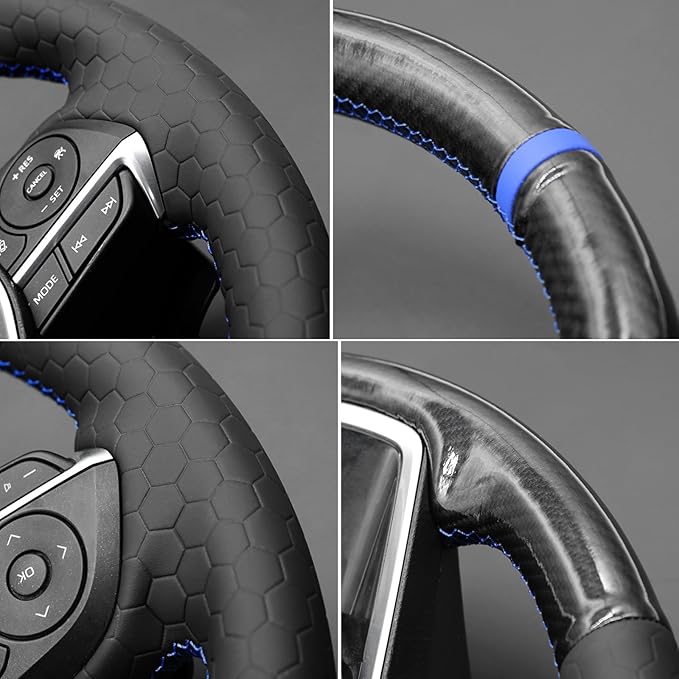 MEWANT Steering Wheel Cover for Toyota RAV4 2019-2024/Camry 2018-2024/Corolla 2020-2024/Avalon 2019-2022 Hand-Stitched Steering Wheel Wrap