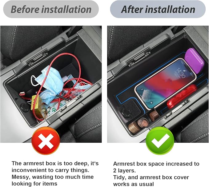 SKTU (Update) Compatible with 2021 2022 2023 2024 Toyota Venza Center Console Organizer 2024 2023 2022 2021 Toyota Venza Accessories ABS Black Materials Tray Armrest Secondary Storage Box (Blue)