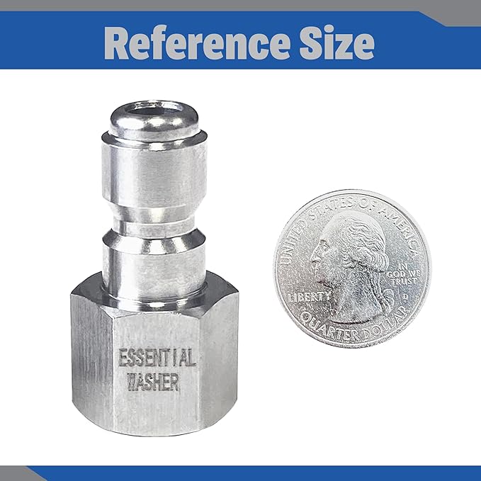 Essential Washer Stainless Steel ¼” Plug Female NPT | Pressure Washer Quick Connect Fittings | 5000 PSI | Set Of 4