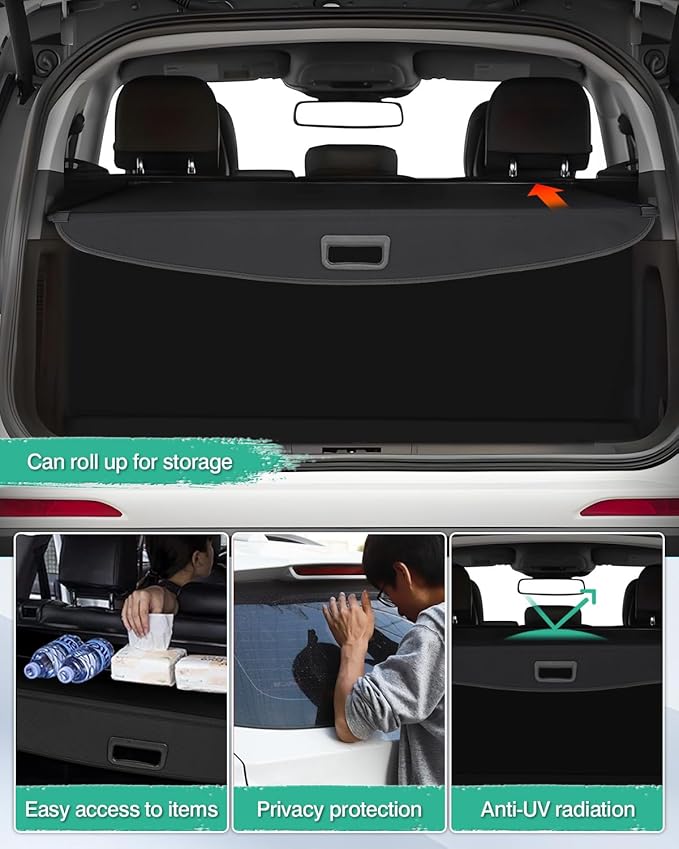 Powerty Cargo Cover for 2020-2025 Lincoln Corsair Accessories Trunk Cover Retractable Trunk Shielding Shade Cargo Luggage Cover Black