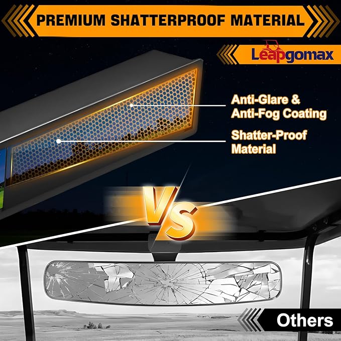 No Drilling Golf Cart Rear View Mirror, 4 Panel Wide Angle Golf Cart Rearview mirror Fit for Club Car, Yamaha, EZGO True Panoramic View with No Blind Spots