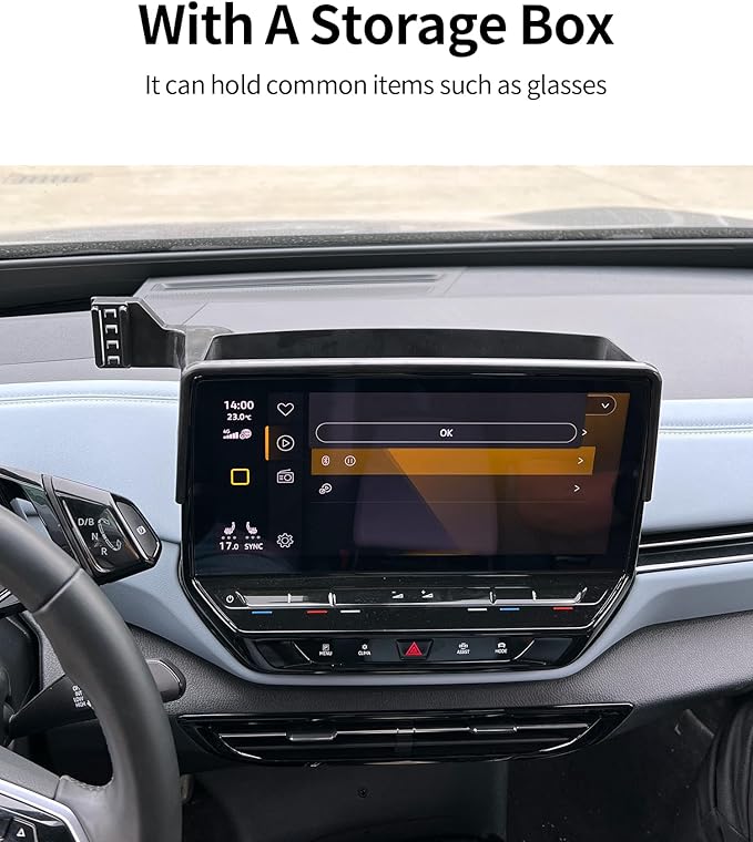 Wireless Charging Car Phone Holder for Volkswagen ID.4 2021-2024, 12" Screen Fixed Clip, 360° Rotation Car Phone Mount Compatible with MagSafe