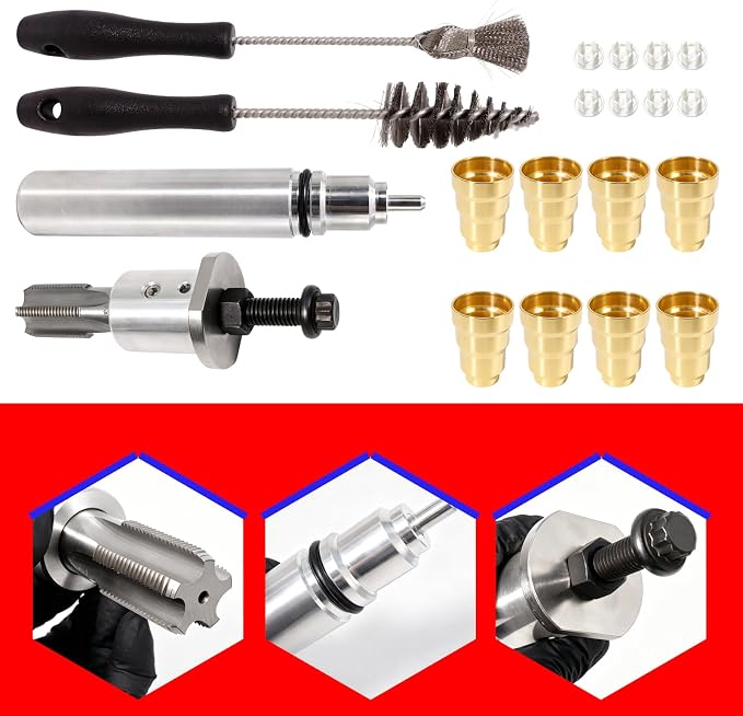 SMMS Injector Sleeve Cup Installation Removal Tool Kit with Sleeves & Brushes For ford 1994-2003 7.3L Diesel 12 Kits Per Box